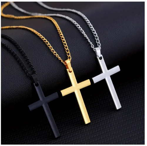 Edelstahl halskette mit kreuz - halskette,