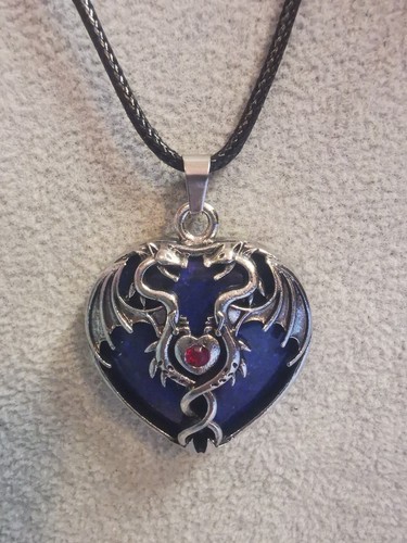 Drachen herz blau - herz, silber