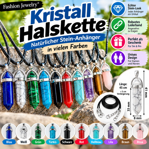Kristall halskette damen - kristall,